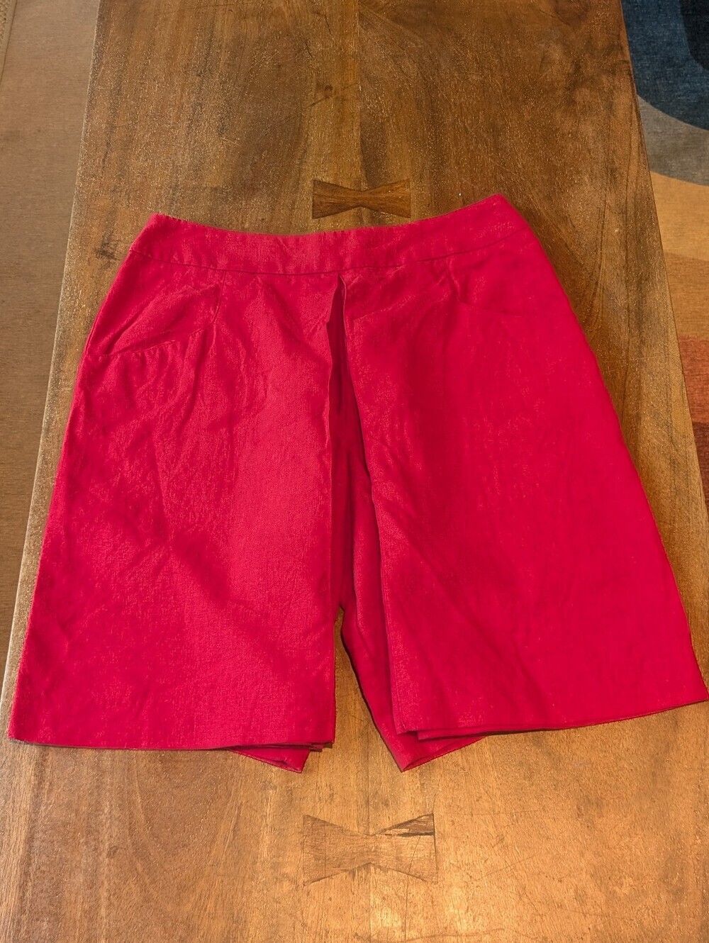 Malvin Evans Red Linen Blend Bermuda Shorts Size 10